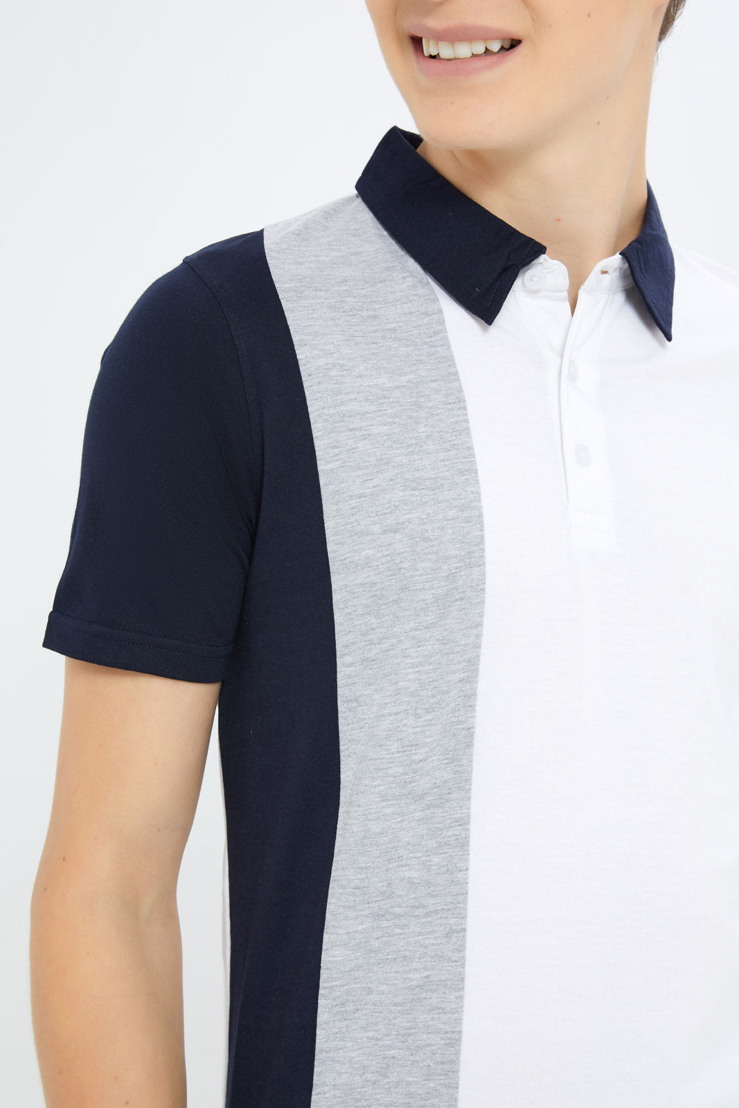 Redtag-Boys-White-Colorblock-Polo-Tee-BSR-Polo-T-Shirts,-Category:Polo-T-Shirts,-Colour:White,-Deals:New-In,-Dept:Boys,-Filter:Senior-Boys-(8-to-14-Yrs),-H1:KWR,-H2:BSR,-H3:TSH,-H4:POS,-New-In-BSR-APL,-Non-Sale,-RMD,-S23C,-Season:S23C,-Section:Boys-(0-to-14Yrs)-Senior-Boys-9 to 14 Years