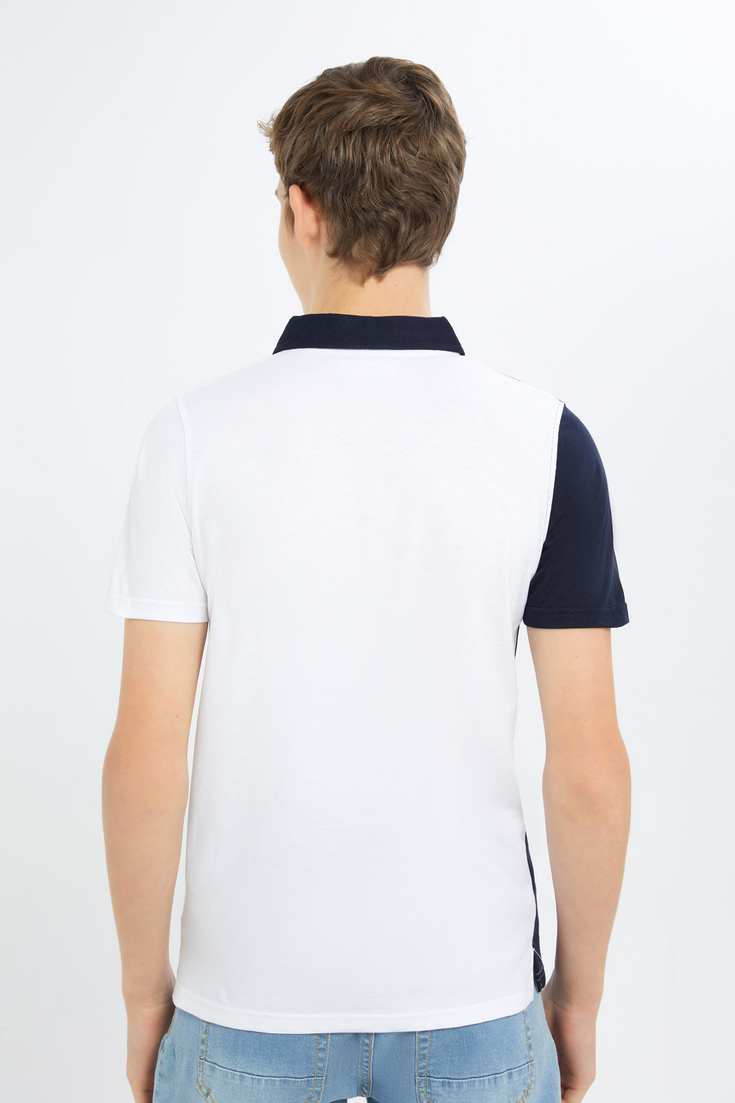 Redtag-Boys-White-Colorblock-Polo-Tee-BSR-Polo-T-Shirts,-Category:Polo-T-Shirts,-Colour:White,-Deals:New-In,-Dept:Boys,-Filter:Senior-Boys-(8-to-14-Yrs),-H1:KWR,-H2:BSR,-H3:TSH,-H4:POS,-New-In-BSR-APL,-Non-Sale,-RMD,-S23C,-Season:S23C,-Section:Boys-(0-to-14Yrs)-Senior-Boys-9 to 14 Years