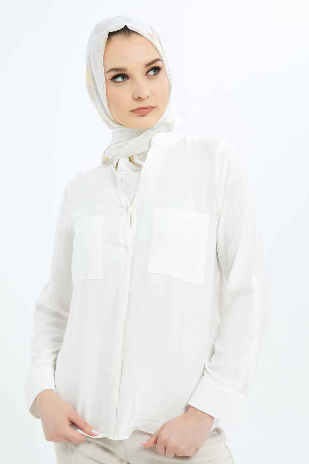 Redtag-Women-Front-Buttoned-Chinese-Collar-Blouse-Category:Blouses,-Colour:Ivory,-Deals:New-In,-Dept:Ladieswear,-Filter:Women's-Clothing,-LMC,-New-In-Women-APL,-Non-Sale,-S23B,-Section:Women,-Women-Blouses--
