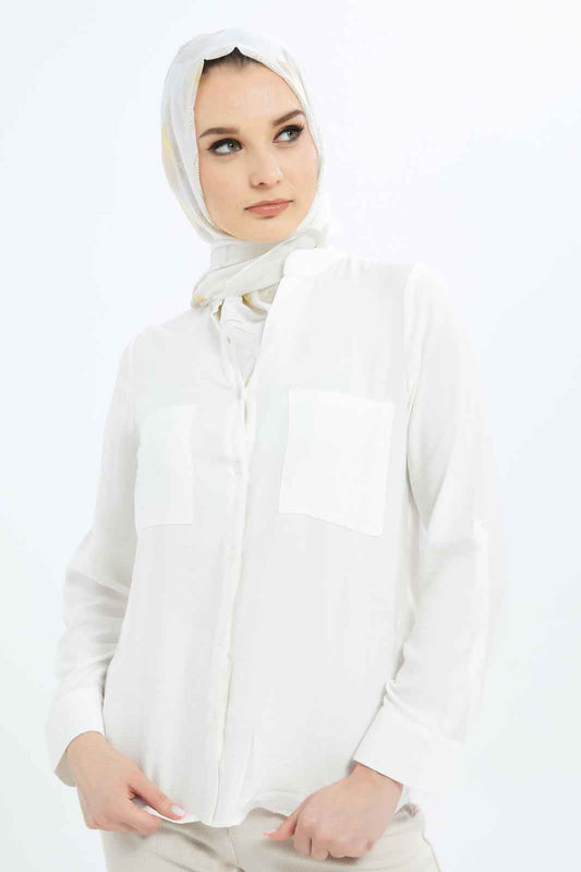 Redtag-Women-Front-Buttoned-Chinese-Collar-Blouse-Category:Blouses,-Colour:Ivory,-Deals:New-In,-Dept:Ladieswear,-Filter:Women's-Clothing,-LMC,-New-In-Women-APL,-Non-Sale,-S23B,-Section:Women,-Women-Blouses--