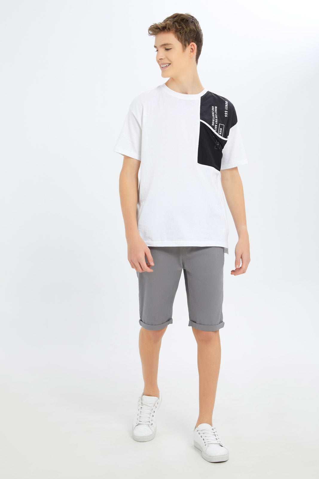 Redtag-Boys-Grey-Mel-Pull-On-Trouser-Short-BSR-Shorts,-Category:Shorts,-Colour:Grey,-Deals:New-In,-Dept:Boys,-Filter:Senior-Boys-(8-to-14-Yrs),-New-In-BSR-APL,-Non-Sale,-S23C,-Section:Boys-(0-to-14Yrs),-TBL-Senior-Boys-9 to 14 Years
