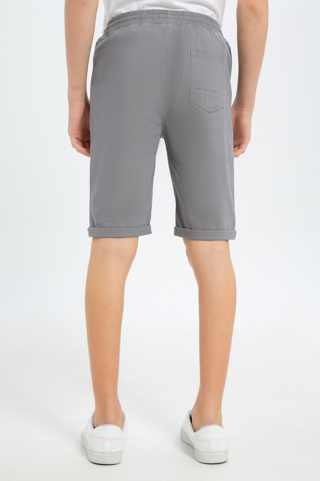 Redtag-Boys-Grey-Mel-Pull-On-Trouser-Short-BSR-Shorts,-Category:Shorts,-Colour:Grey,-Deals:New-In,-Dept:Boys,-Filter:Senior-Boys-(8-to-14-Yrs),-New-In-BSR-APL,-Non-Sale,-S23C,-Section:Boys-(0-to-14Yrs),-TBL-Senior-Boys-9 to 14 Years
