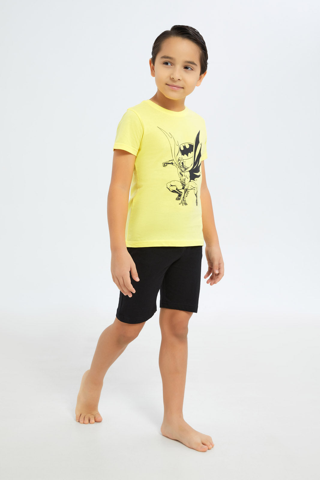 Redtag-Boys-Yellow-Batman-Basic-Pyjama-Set-BOY-Pyjama-Sets,-Category:Pyjama-Sets,-CHR:CHR,-Colour:Yellow,-Deals:New-In,-Dept:Boys,-Filter:Boys-(2-to-8-Yrs),-H1:KWR,-H2:BOY,-H3:NWR,-H4:PJS,-New-In-BOY-APL,-Non-Sale,-S23B,-Season:S23B,-Section:Boys-(0-to-14Yrs)-Boys-2 to 8 Years