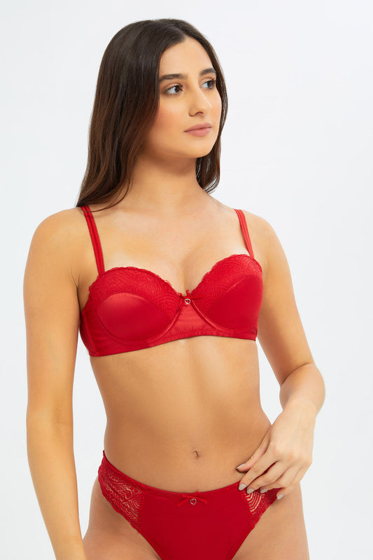 Women Red Valentine Balconette Bra