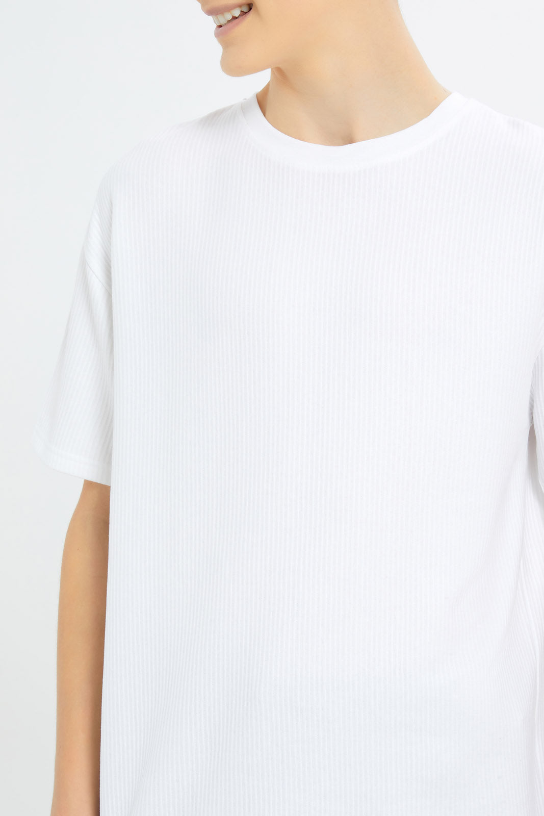 Redtag-Boys-White-Oversize-Jacquard-Tee-BSR-T-Shirts,-Category:T-Shirts,-Colour:White,-Deals:2-FOR-49,-Deals:New-In,-Dept:Boys,-Filter:Senior-Boys-(8-to-14-Yrs),-H1:KWR,-H2:BSR,-H3:TSH,-H4:TSH,-New-In-BSR-APL,-Non-Sale,-S23B,-Season:S23B,-Section:Boys-(0-to-14Yrs),-VLM-Senior-Boys-9 to 14 Years