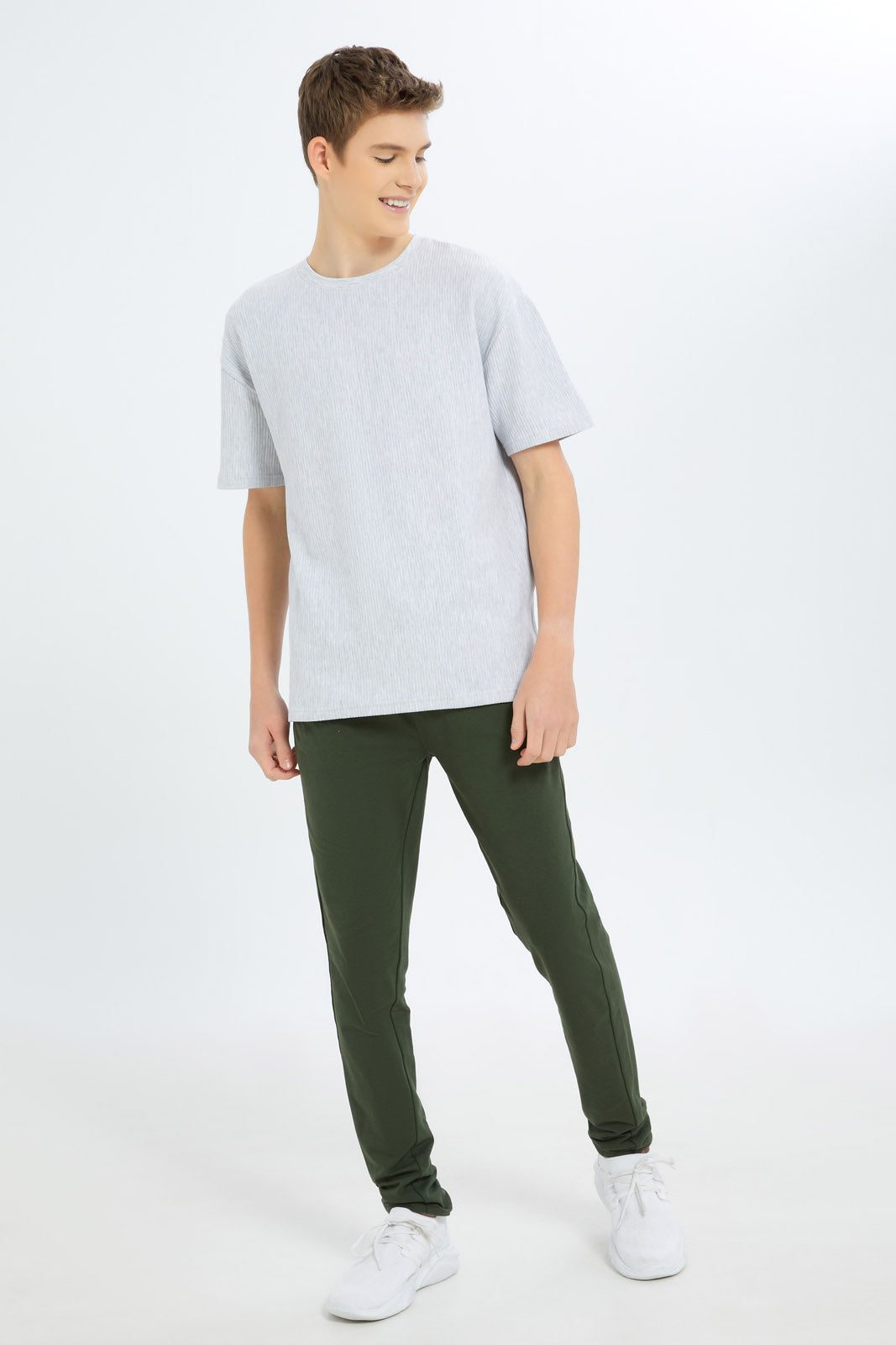 Redtag-Boys-Gery-Mel-Oversize-Jacquard-Tee-BSR-T-Shirts,-Category:T-Shirts,-Colour:Grey,-Deals:New-In,-Dept:Boys,-Filter:Senior-Boys-(8-to-14-Yrs),-New-In-BSR-APL,-Non-Sale,-S23B,-Section:Boys-(0-to-14Yrs),-VLM-Senior-Boys-9 to 14 Years