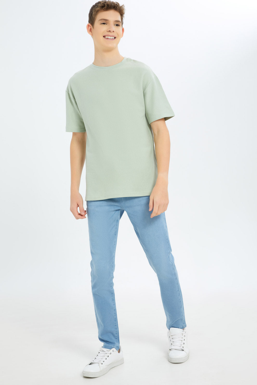 Redtag-Boys-Mint-Oversize-Jacquard-Tee-BSR-T-Shirts,-Category:T-Shirts,-Colour:Mint,-Deals:New-In,-Dept:Boys,-Filter:Senior-Boys-(8-to-14-Yrs),-New-In-BSR-APL,-Non-Sale,-S23B,-Section:Boys-(0-to-14Yrs),-VLM-Senior-Boys-9 to 14 Years