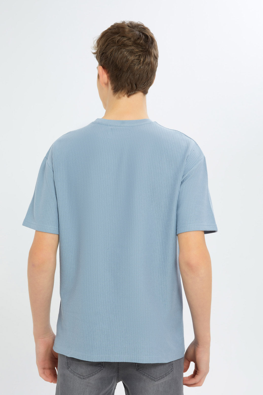 Redtag-Boys-Sky-Blue-Oversize-Jacquard-Tee-BSR-T-Shirts,-Category:T-Shirts,-Colour:Sky-Blue,-Deals:New-In,-Dept:Boys,-Filter:Senior-Boys-(8-to-14-Yrs),-H1:KWR,-H2:BSR,-H3:TSH,-H4:TSH,-New-In-BSR-APL,-Non-Sale,-S23B,-Season:S23B,-Section:Boys-(0-to-14Yrs),-VLM-Senior-Boys-9 to 14 Years