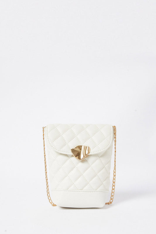 Redtag-White-Quilted-Mobile-Case-Category:Bags,-Colour:White,-Filter:Women's-Accessories,-H1:ACC,-H2:LAD,-H3:LAB,-H4:SHP,-New-In,-New-In-Women-ACC,-Non-Sale,-S23B,-Season:S23B,-Section:Women,-Women-Bags-Women-