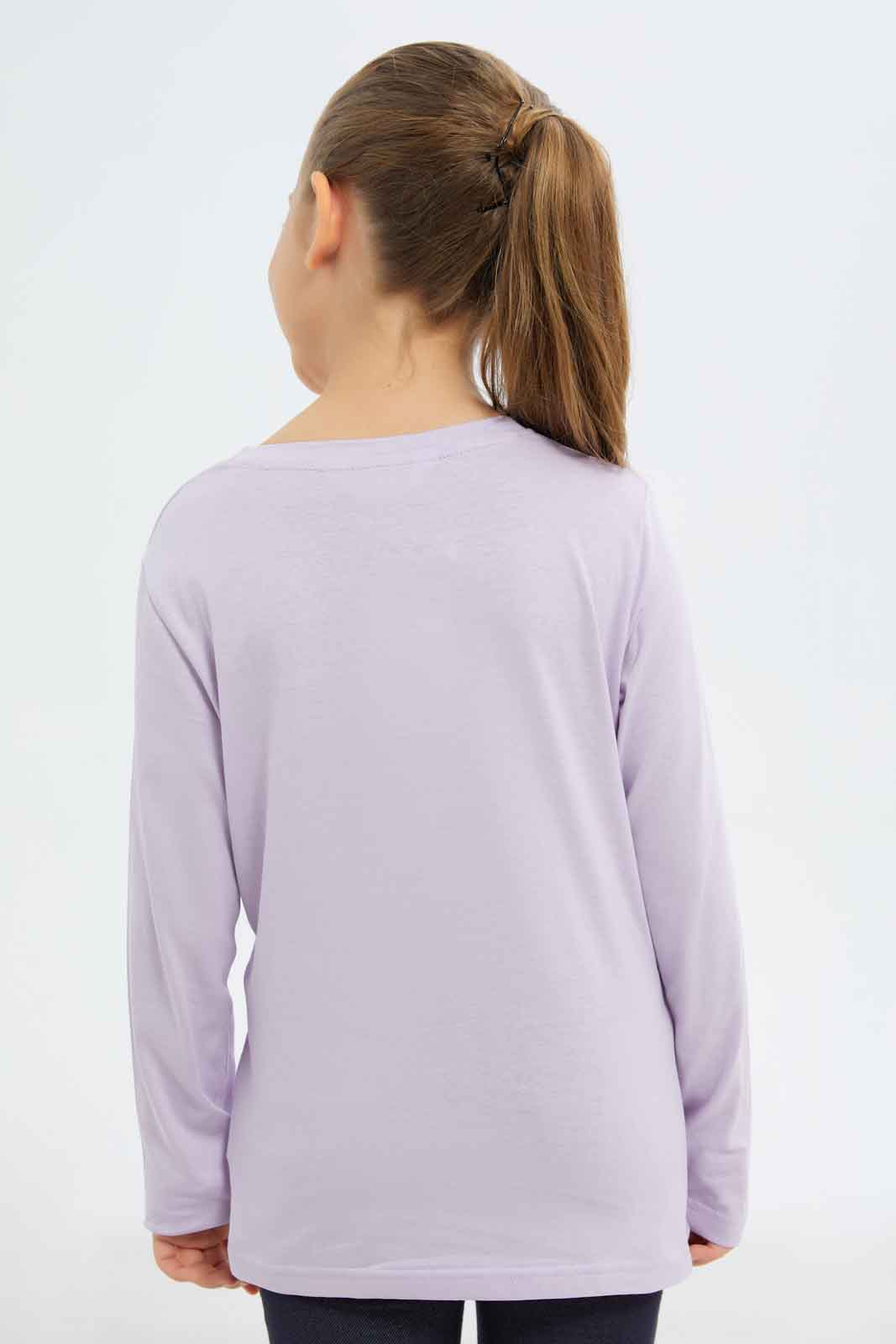 Redtag-Girls-Lilac-Teddy-Bear-Tee-Category:T-Shirts,-Colour:Lilac,-Deals:New-In,-Dept:Girls,-Filter:Girls-(2-to-8-Yrs),-GIR-T-Shirts,-New-In-GIR-APL,-Non-Sale,-S23A,-Section:Girls-(0-to-14Yrs)-Girls-2 to 8 Years