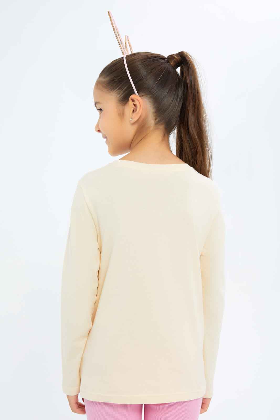 Redtag-Girls-Beige-Teddy-Bear-Tee-Category:T-Shirts,-Colour:Beige,-Deals:New-In,-Dept:Girls,-Filter:Girls-(2-to-8-Yrs),-GIR-T-Shirts,-New-In-GIR-APL,-Non-Sale,-S23A,-Section:Girls-(0-to-14Yrs)-Girls-2 to 8 Years