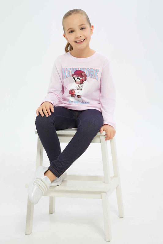 Redtag-Girls-Fuschia-Teddy-Bear-Tee-Category:T-Shirts,-Colour:Fuchsia,-Deals:New-In,-Dept:Girls,-Filter:Girls-(2-to-8-Yrs),-GIR-T-Shirts,-New-In-GIR-APL,-Non-Sale,-S23A,-Section:Girls-(0-to-14Yrs)-Girls-2 to 8 Years