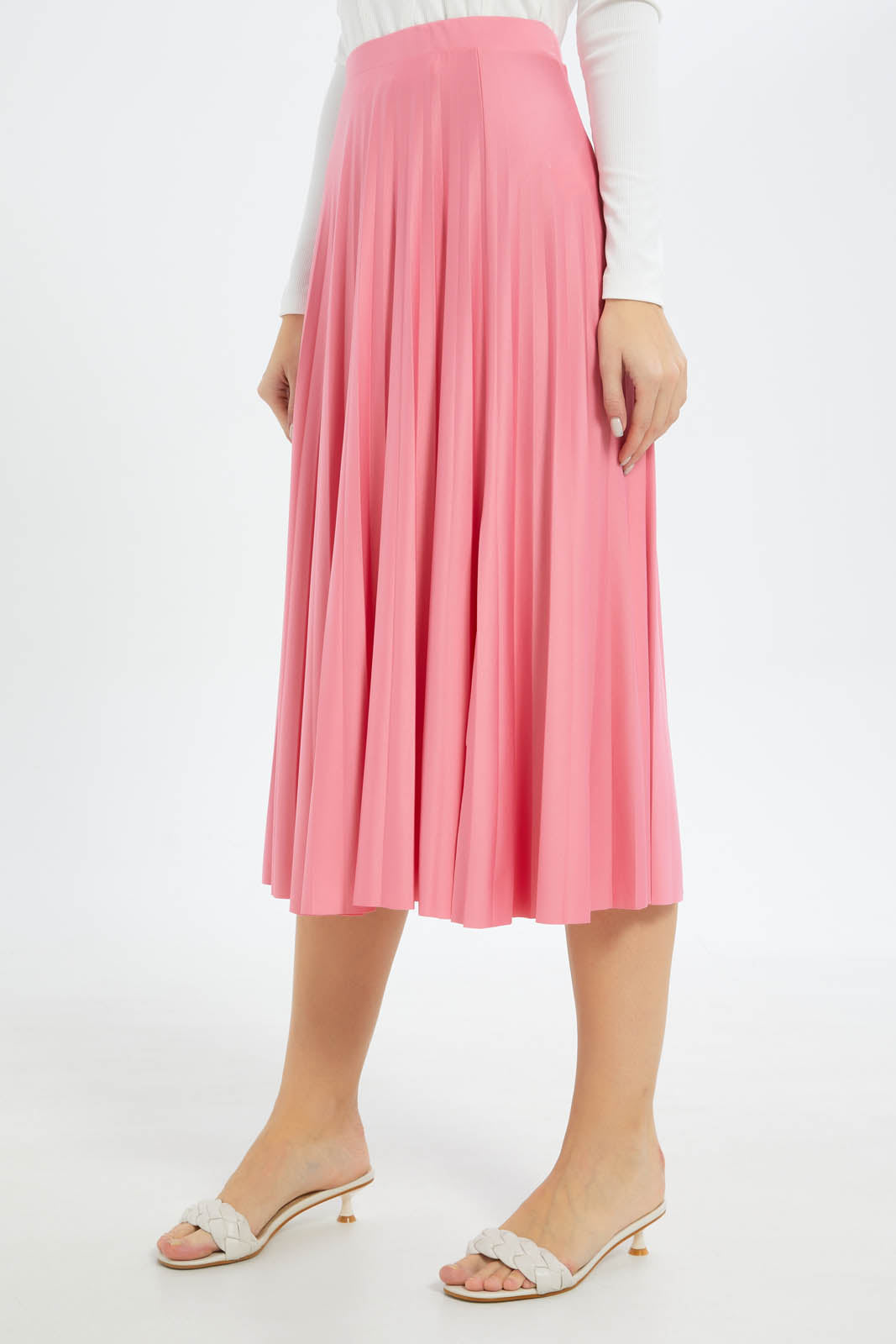 Redtag-Women-Pleated-Skirt-Category:Skirts,-Colour:Apricot,-Deals:New-In,-Dept:Ladieswear,-Filter:Women's-Clothing,-New-In-Women-APL,-Non-Sale,-S23B,-Section:Women,-Women-Skirts-Women's-