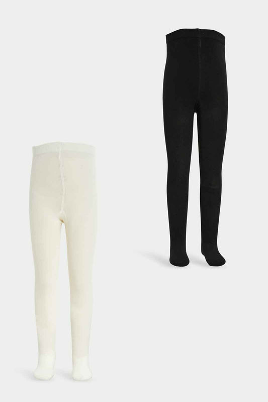 Redtag-Girls-2-Pk-Of-Tights--Ivory/Black-365,-Category:Tights,-Colour:Assorted,-Deals:New-In,-Dept:Girls,-Filter:Infant-Girls-(3-to-24-Mths),-ING-Tights,-New-In-ING-APL,-Non-Sale,-Section:Girls-(0-to-14Yrs)-Infant-Girls-3 to 24 Months