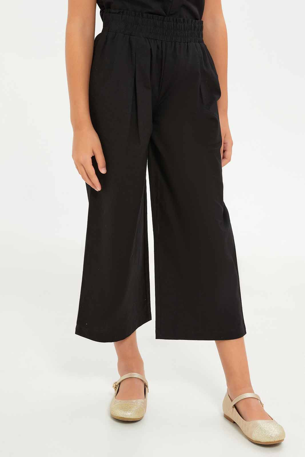 Redtag-Girls-Wideleg-Poplin-Trouser---Co-Ord-Black-Category:Trousers,-Colour:Black,-Deals:New-In,-Dept:Girls,-Filter:Girls-(2-to-8-Yrs),-GIR-Trousers,-New-In-GIR-APL,-Non-Sale,-S23B,-Section:Girls-(0-to-14Yrs)-Girls-2 to 8 Years