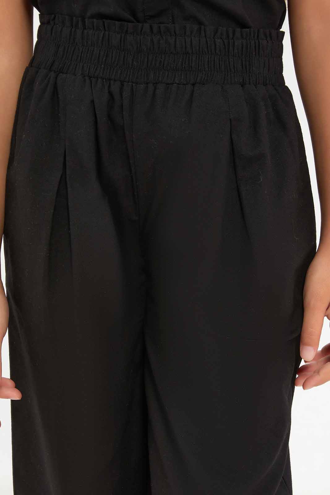 Redtag-Girls-Wideleg-Poplin-Trouser---Co-Ord-Black-Category:Trousers,-Colour:Black,-Deals:New-In,-Dept:Girls,-Filter:Girls-(2-to-8-Yrs),-GIR-Trousers,-New-In-GIR-APL,-Non-Sale,-S23B,-Section:Girls-(0-to-14Yrs)-Girls-2 to 8 Years