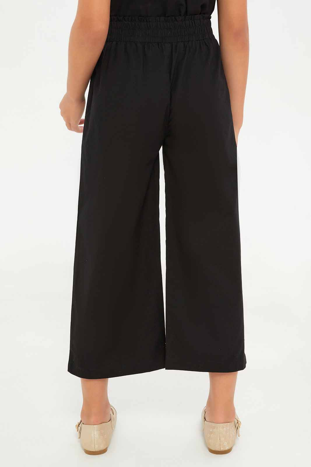 Redtag-Girls-Wideleg-Poplin-Trouser---Co-Ord-Black-Category:Trousers,-Colour:Black,-Deals:New-In,-Dept:Girls,-Filter:Girls-(2-to-8-Yrs),-GIR-Trousers,-New-In-GIR-APL,-Non-Sale,-S23B,-Section:Girls-(0-to-14Yrs)-Girls-2 to 8 Years