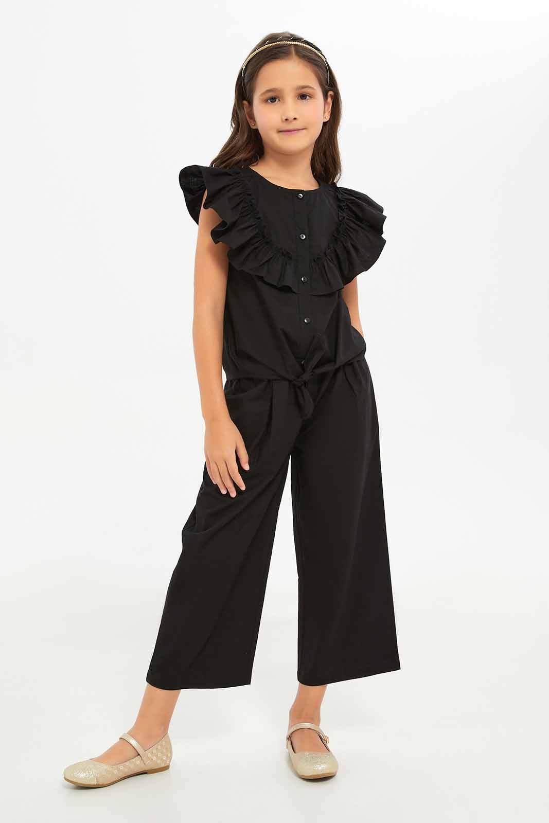 Redtag-Girls-Wideleg-Poplin-Trouser---Co-Ord-Black-Category:Trousers,-Colour:Black,-Deals:New-In,-Dept:Girls,-Filter:Girls-(2-to-8-Yrs),-GIR-Trousers,-New-In-GIR-APL,-Non-Sale,-S23B,-Section:Girls-(0-to-14Yrs)-Girls-2 to 8 Years
