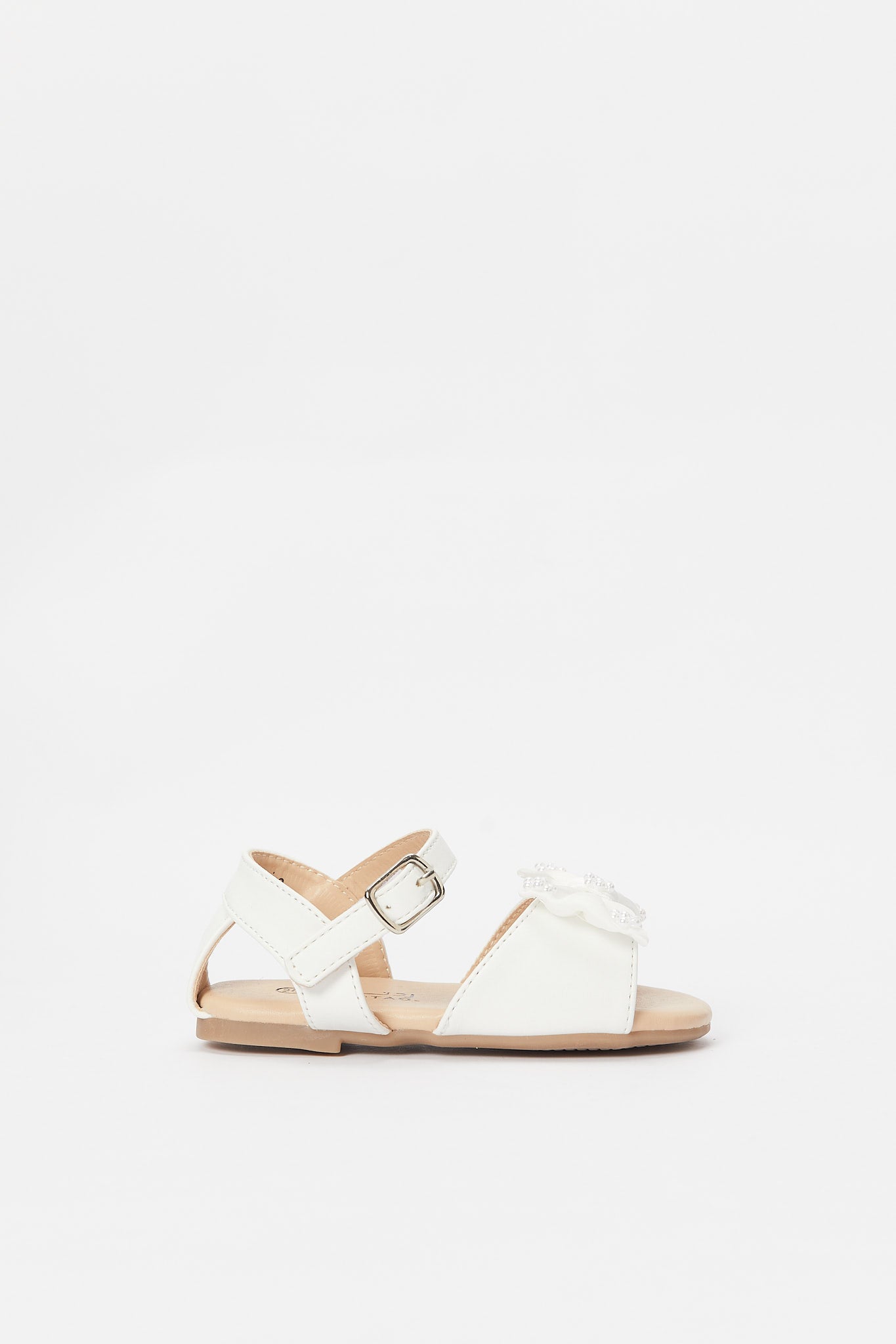 Redtag-White-Bow-Trimm-Sandal(-Repeat-)-Category:Shoes,-Colour:White,-Deals:New-In,-Filter:Girls-Footwear-(1-to-3-Yrs),-H1:FOO,-H2:ING,-H3:SHO,-H4:CAH,-ING-Shoes,-N/A,-New-In-ING-FOO,-Non-Sale,-S23B,-Season:S23B,-Section:Girls-(0-to-14Yrs)-Infant-Girls-1 to 3 Years