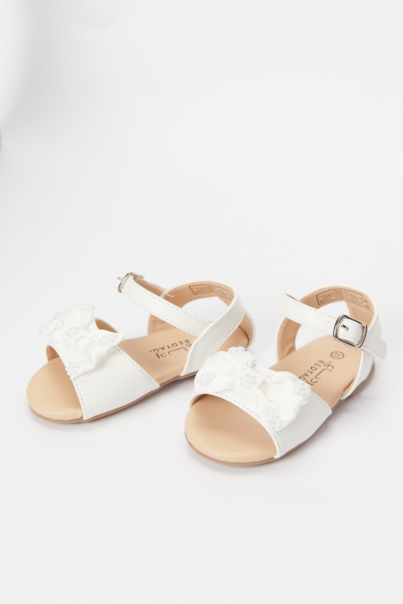 Redtag-White-Bow-Trimm-Sandal(-Repeat-)-Category:Shoes,-Colour:White,-Deals:New-In,-Filter:Girls-Footwear-(1-to-3-Yrs),-H1:FOO,-H2:ING,-H3:SHO,-H4:CAH,-ING-Shoes,-N/A,-New-In-ING-FOO,-Non-Sale,-S23B,-Season:S23B,-Section:Girls-(0-to-14Yrs)-Infant-Girls-1 to 3 Years