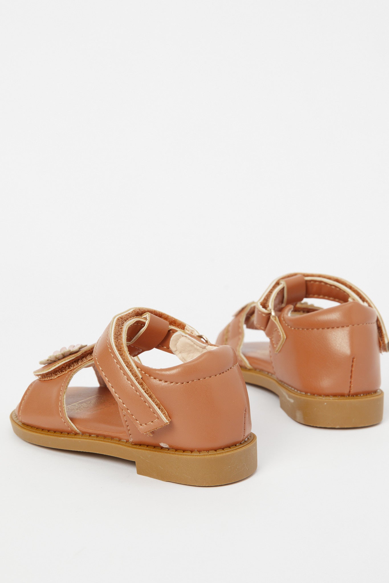 Redtag-Brown-Floral-Trim-Sandal-Category:Shoes,-Colour:Brown,-Deals:New-In,-Filter:Girls-Footwear-(1-to-3-Yrs),-H1:FOO,-H2:ING,-H3:SHO,-H4:CAH,-ING-Shoes,-N/A,-New-In-ING-FOO,-Non-Sale,-S23B,-Season:S23B,-Section:Girls-(0-to-14Yrs)-Infant-Girls-1 to 3 Years
