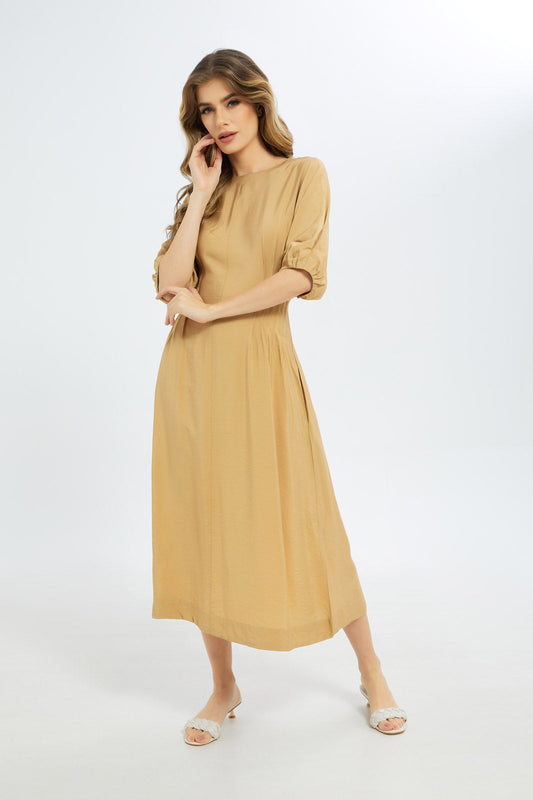Redtag-Women-Sand-Long-Dress-Category:Dresses,-Colour:Sand,-Deals:New-In,-Dept:Ladieswear,-Filter:Women's-Clothing,-LDC,-LDC-Dresses,-New-In-LDC-APL,-Non-Sale,-S23C,-Section:Women-Women's-