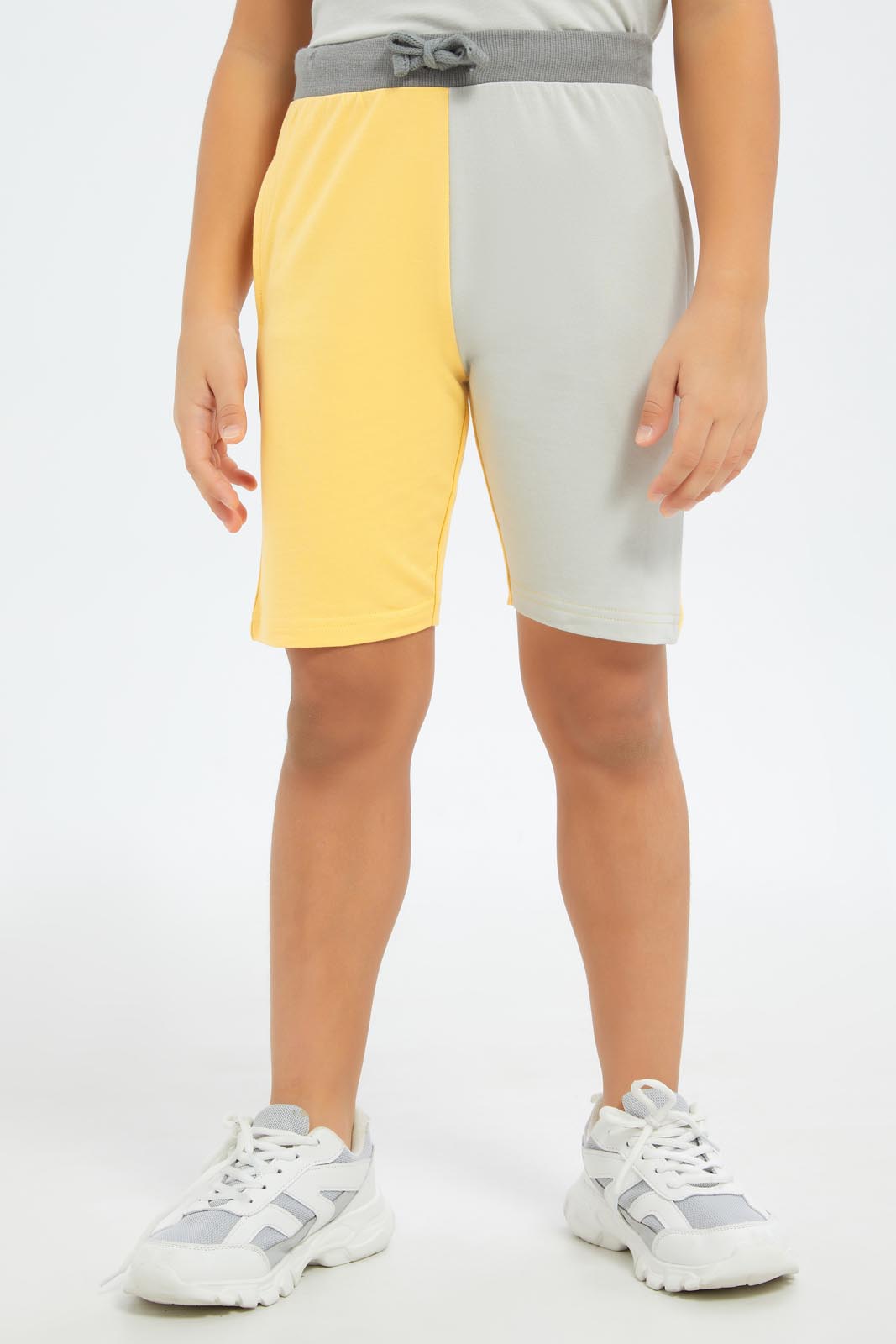 Redtag-Boys-Light-Grey-Print-T-Shirt-And-Panaled-Shorts-Set-BOY-Sets,-Category:Sets,-Colour:Grey,-Deals:New-In,-Dept:Boys,-Filter:Boys-(2-to-8-Yrs),-New-In-BOY-APL,-Non-Sale,-S23B,-Section:Boys-(0-to-14Yrs)-Boys-2 to 8 Years