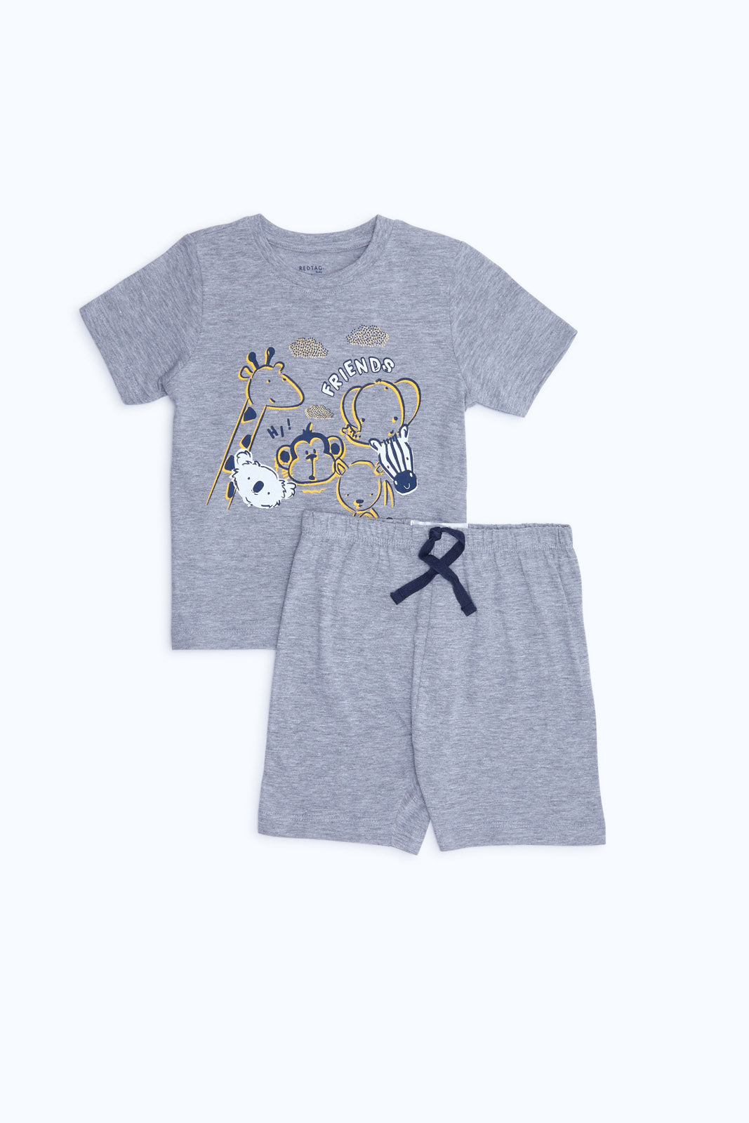 Redtag-Boys-Grey-Safari-2-Pk-Tee-And-Short-Pj-Set-Category:Pyjama-Sets,-Colour:Grey,-Deals:2-FOR-49,-Deals:New-In,-Dept:Boys,-Filter:Infant-Boys-(3-to-24-Mths),-H1:KWR,-H2:INB,-H3:NWR,-H4:PJS,-INB-Pyjama-Sets,-New-In-INB-APL,-Non-Sale,-S23B,-Season:S23B,-Section:Boys-(0-to-14Yrs)-Infant-Boys-3 to 24 Months
