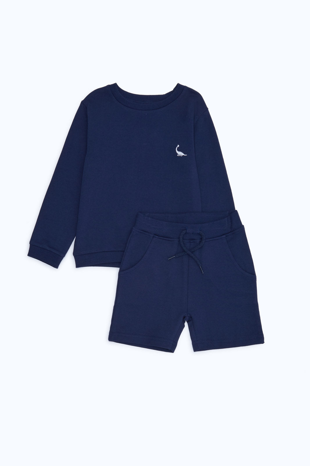 Redtag-Boys-Navy-Sweatshirts-And-Shorts-Terry-Set-Category:Sets,-Colour:Navy,-Deals:New-In,-Dept:Boys,-Filter:Infant-Boys-(3-to-24-Mths),-H1:KWR,-H2:INB,-H3:SET,-H4:CAE,-INB-Sets,-New-In-INB-APL,-Non-Sale,-S23B,-Season:S23B,-Section:Boys-(0-to-14Yrs),-Set:Set-of-2-Infant-Boys-3 to 24 Months