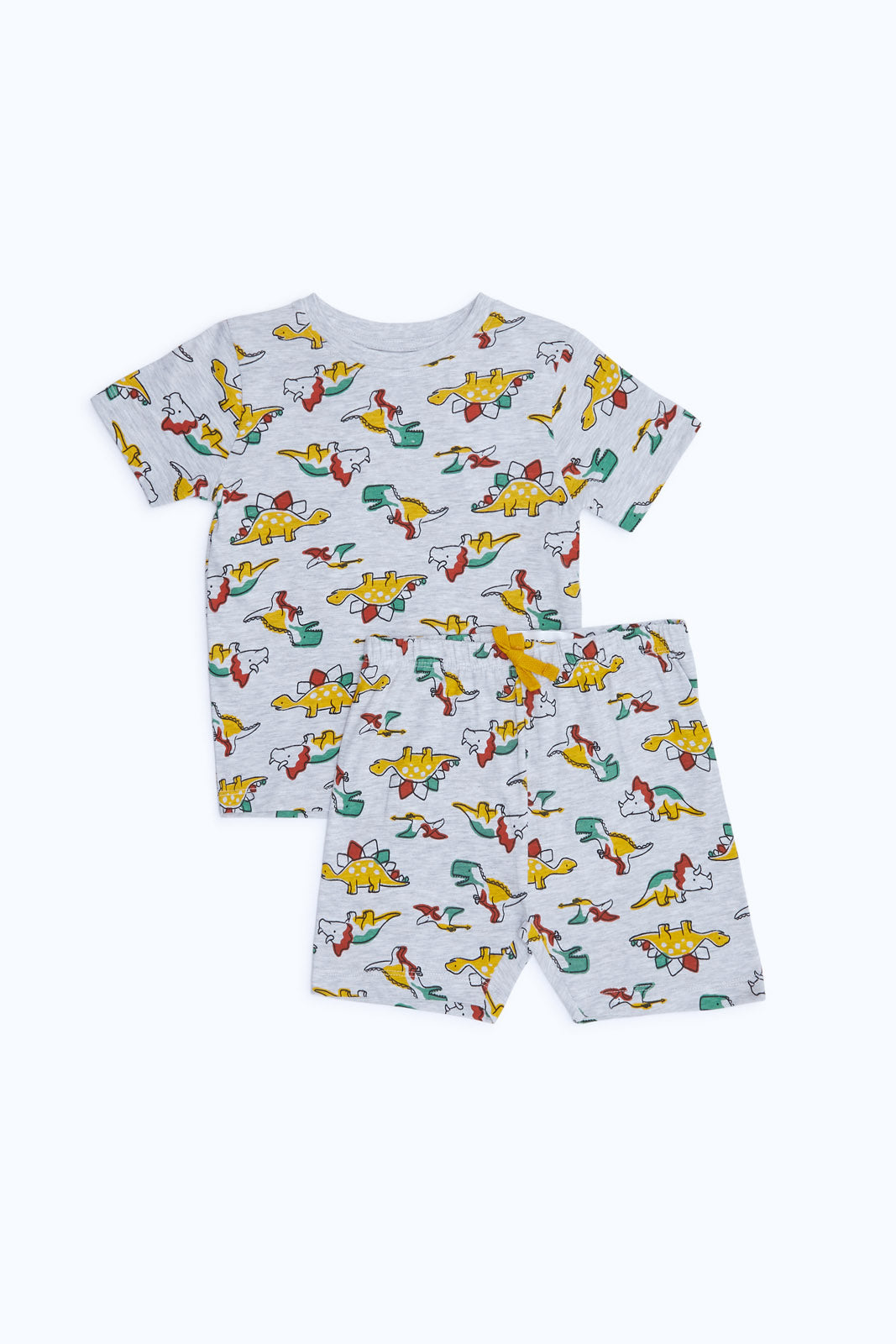 Redtag-Boys-Ecru-Aop-Dion-2-Pk-Tee-And-Short-Pj-Set-Category:Pyjama-Sets,-Colour:Ecru,-Deals:2-FOR-49,-Deals:New-In,-Dept:Boys,-Filter:Infant-Boys-(3-to-24-Mths),-H1:KWR,-H2:INB,-H3:NWR,-H4:PJS,-INB-Pyjama-Sets,-New-In-INB-APL,-Non-Sale,-S23B,-Season:S23B,-Section:Boys-(0-to-14Yrs)-Infant-Boys-3 to 24 Months