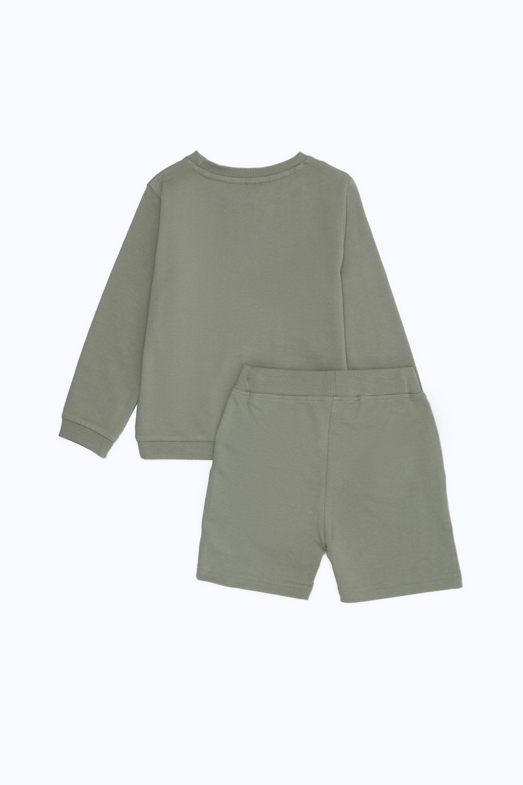 Redtag-Boys-Khaki-Sweatshirts-And-Shorts-Terry-Set-Category:Sets,-Colour:Green,-Deals:New-In,-Dept:Boys,-Filter:Infant-Boys-(3-to-24-Mths),-H1:KWR,-H2:INB,-H3:SET,-H4:CAE,-INB-Sets,-New-In-INB-APL,-Non-Sale,-S23B,-Season:S23B,-Section:Boys-(0-to-14Yrs),-Set:Set-of-2-Infant-Boys-3 to 24 Months