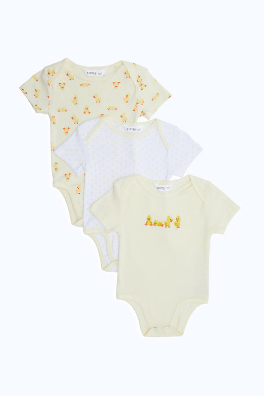 Redtag-Yellow-Assorted-3-Piece---Girl-Bodysuit-Category:Bodysuits,-Colour:Beige,-Deals:2-FOR-69,-Deals:New-In,-Dept:New-Born,-Filter:Baby-(0-to-12-Mths),-H1:KWR,-H2:NBF,-H3:RMS,-H4:BSS,-NBF-Bodysuits,-New-In-NBF-APL,-Non-Sale,-S23B,-Season:S23B,-Section:Boys-(0-to-14Yrs)-Baby-0 to 12 Months