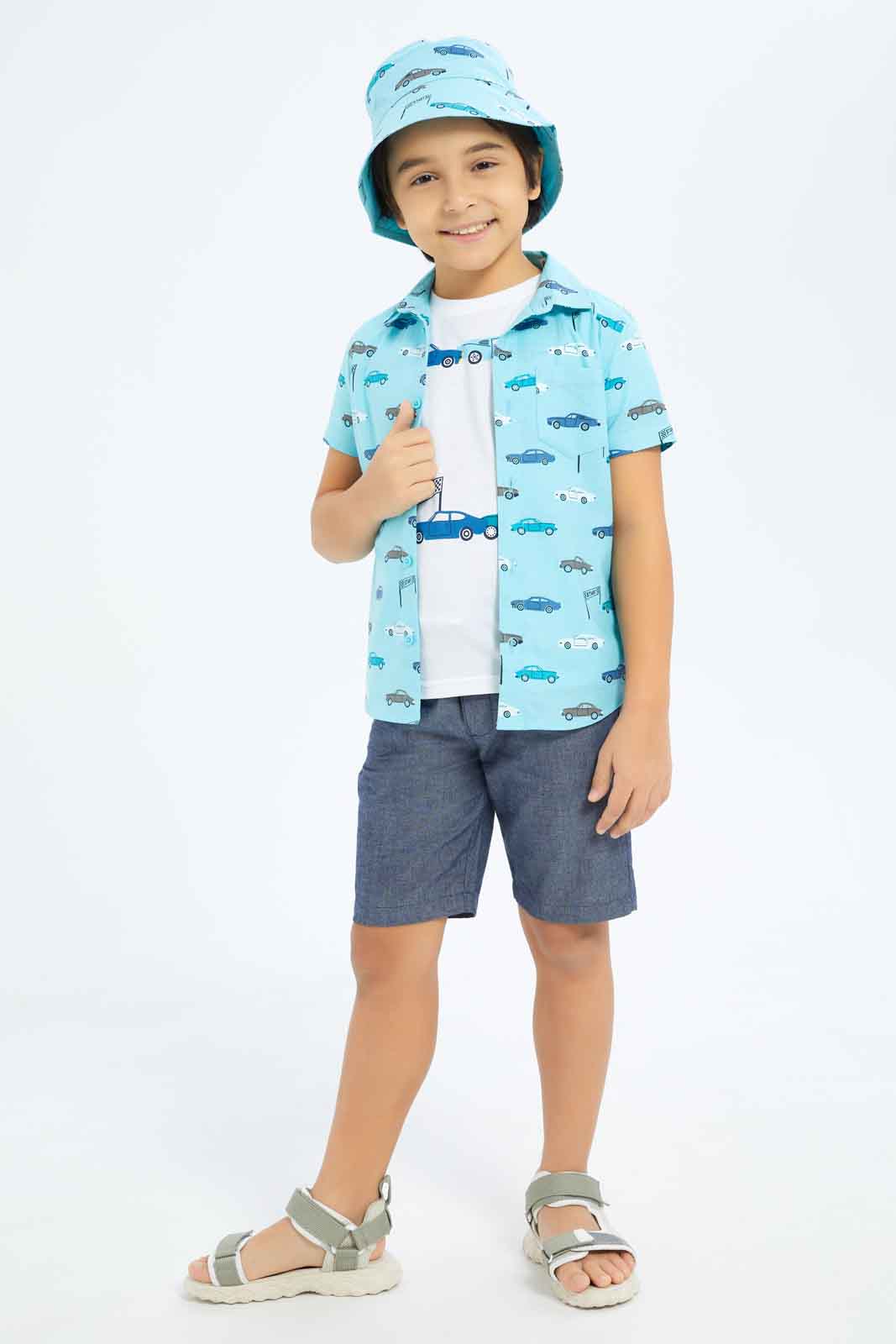 Redtag-Boys-Blue-Car-Print-4-Piece-Set-BOY-Sets,-Category:Sets,-Colour:Blue,-Deals:New-In,-Dept:Boys,-Filter:Boys-(2-to-8-Yrs),-New-In-BOY-APL,-Non-Sale,-S23C,-Section:Boys-(0-to-14Yrs)-Boys-2 to 8 Years