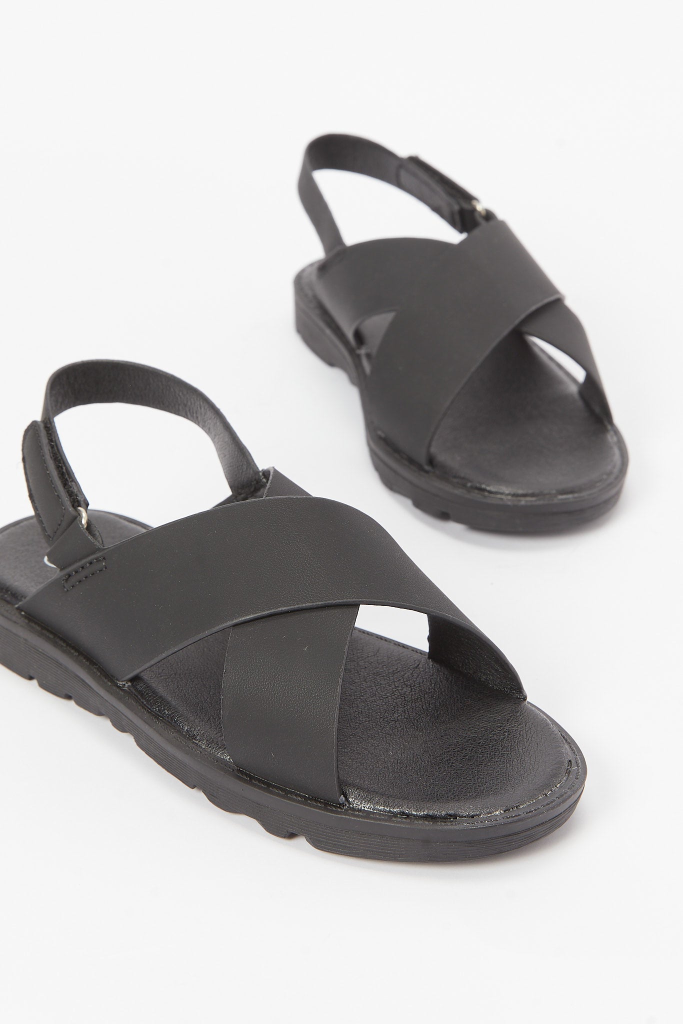 Redtag-Black-Criss-Cross-Comfort-Sandal-BSR-Sandals,-Category:Shoes,-Colour:Black,-Deals:New-In,-Filter:Boys-Footwear-(5-to-14-Yrs),-New-In-BSR-FOO,-Non-Sale,-RMD,-S23B,-Section:Boys-(0-to-14Yrs)-Senior-Boys-5 to 14 Years