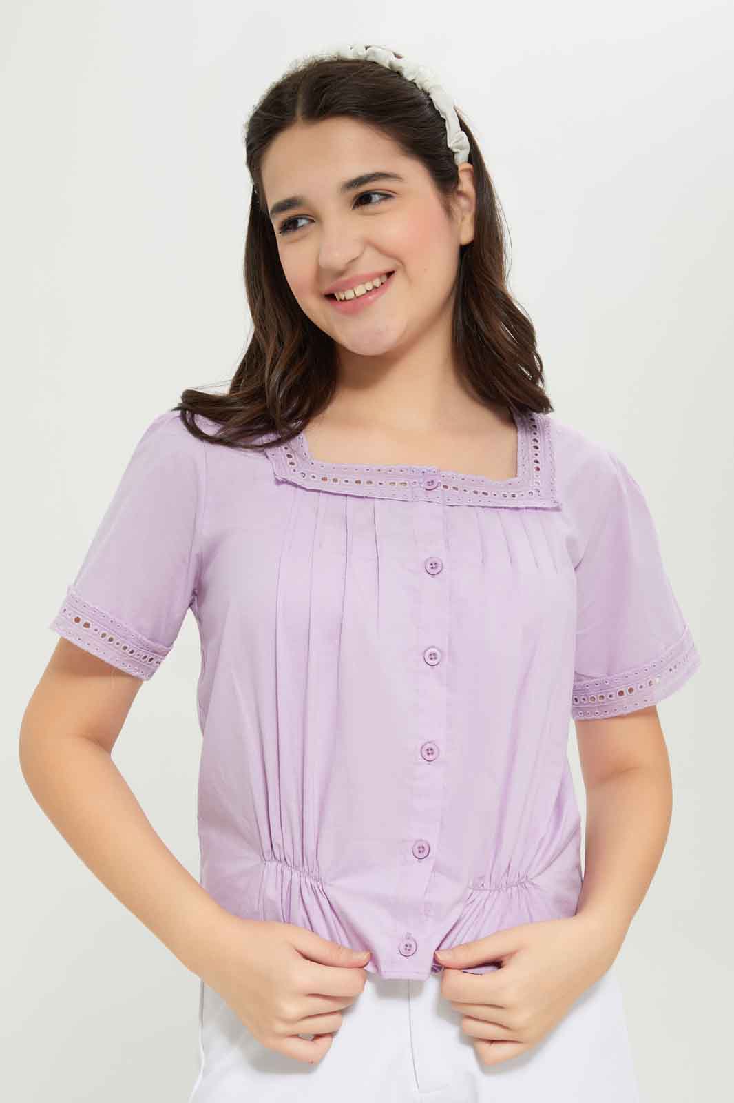 Redtag-Girls-Purple-Square-Neck-Crop-Top-Category:Blouses,-Colour:Purple,-Deals:New-In,-Dept:Girls,-Filter:Senior-Girls-(8-to-14-Yrs),-GSR-Blouses,-New-In-GSR-APL,-Non-Sale,-S23B,-Section:Girls-(0-to-14Yrs)-Senior-Girls-9 to 14 Years