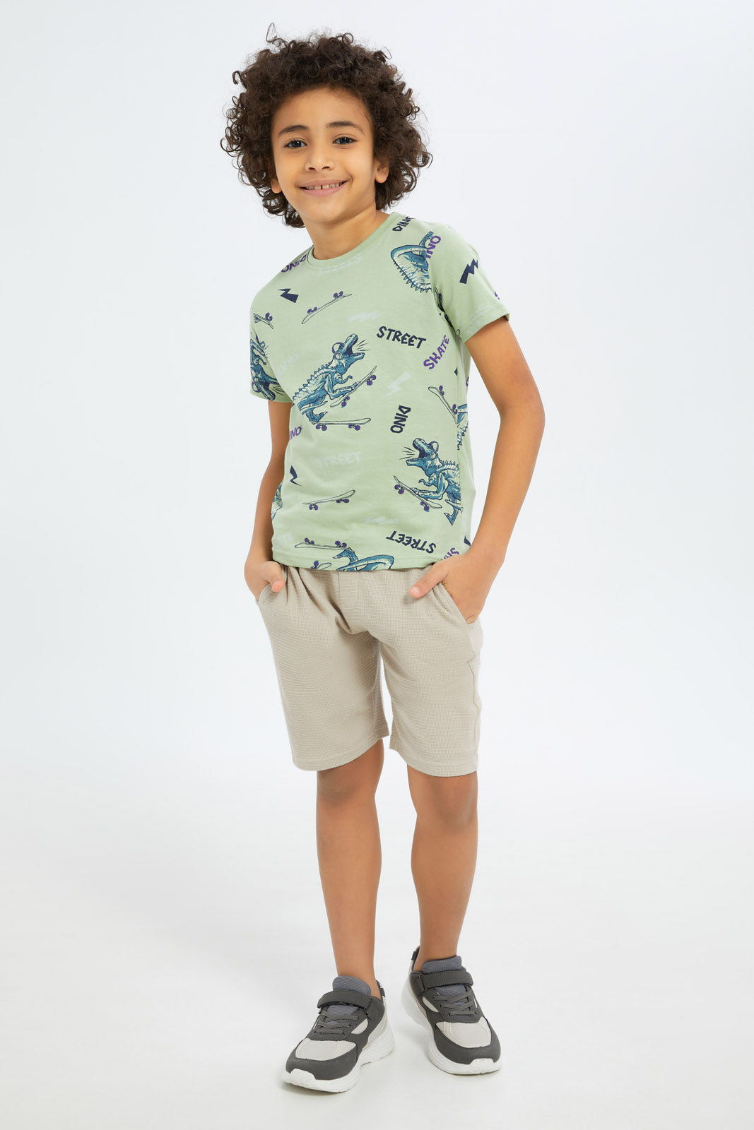 Redtag-Boys-Mint-Dino-Print-BOY-T-Shirts,-Category:T-Shirts,-CHA,-Colour:Mint,-Deals:New-In,-Dept:Boys,-Filter:Boys-(2-to-8-Yrs),-New-In-BOY-APL,-Non-Sale,-S23B,-Section:Boys-(0-to-14Yrs),-VLM-Boys-2 to 8 Years