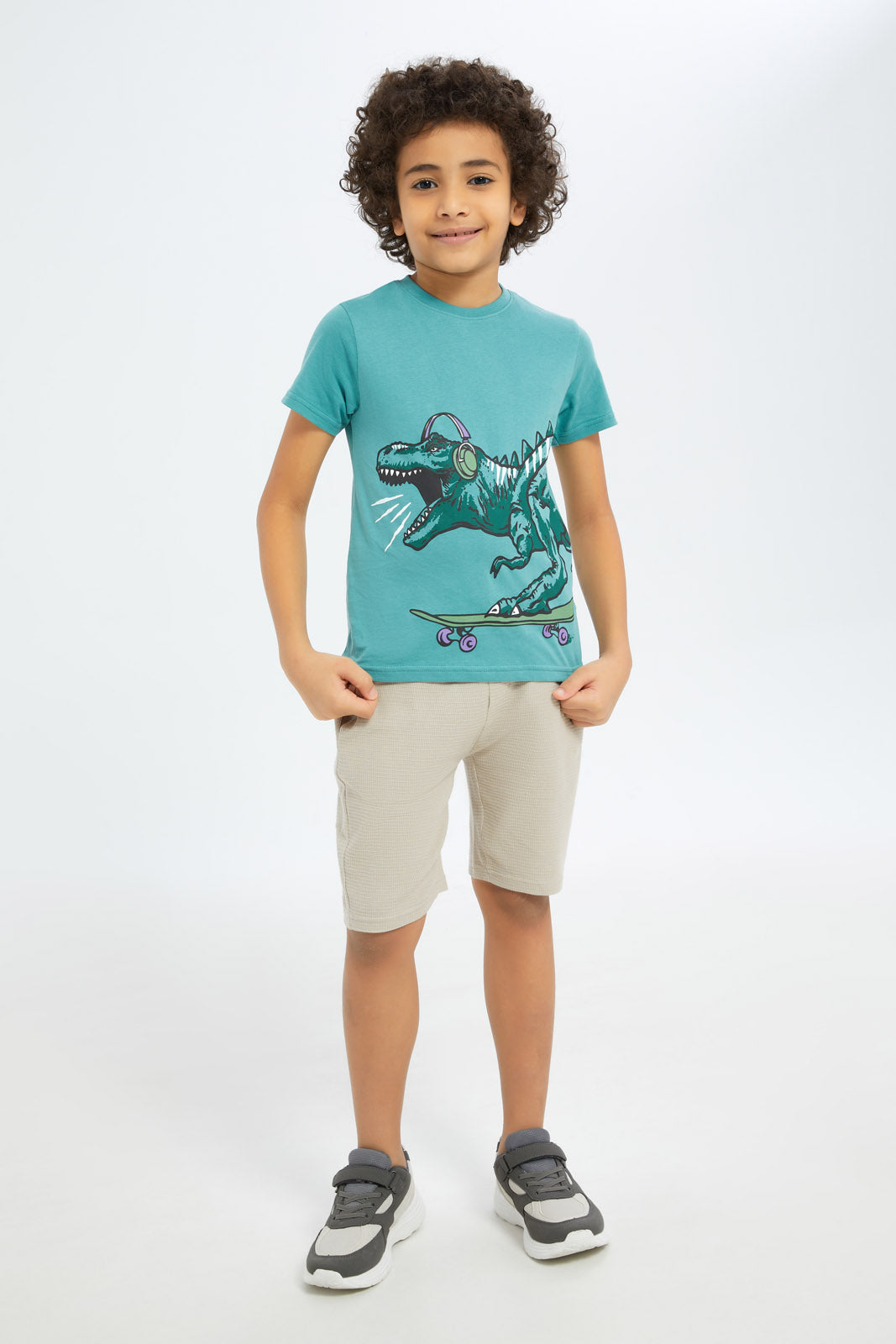 Redtag-Boys-Mint-Dino-Print-BOY-T-Shirts,-Category:T-Shirts,-CHA,-Colour:Mint,-Deals:New-In,-Dept:Boys,-Filter:Boys-(2-to-8-Yrs),-New-In-BOY-APL,-Non-Sale,-S23B,-Section:Boys-(0-to-14Yrs),-VLM-Boys-2 to 8 Years