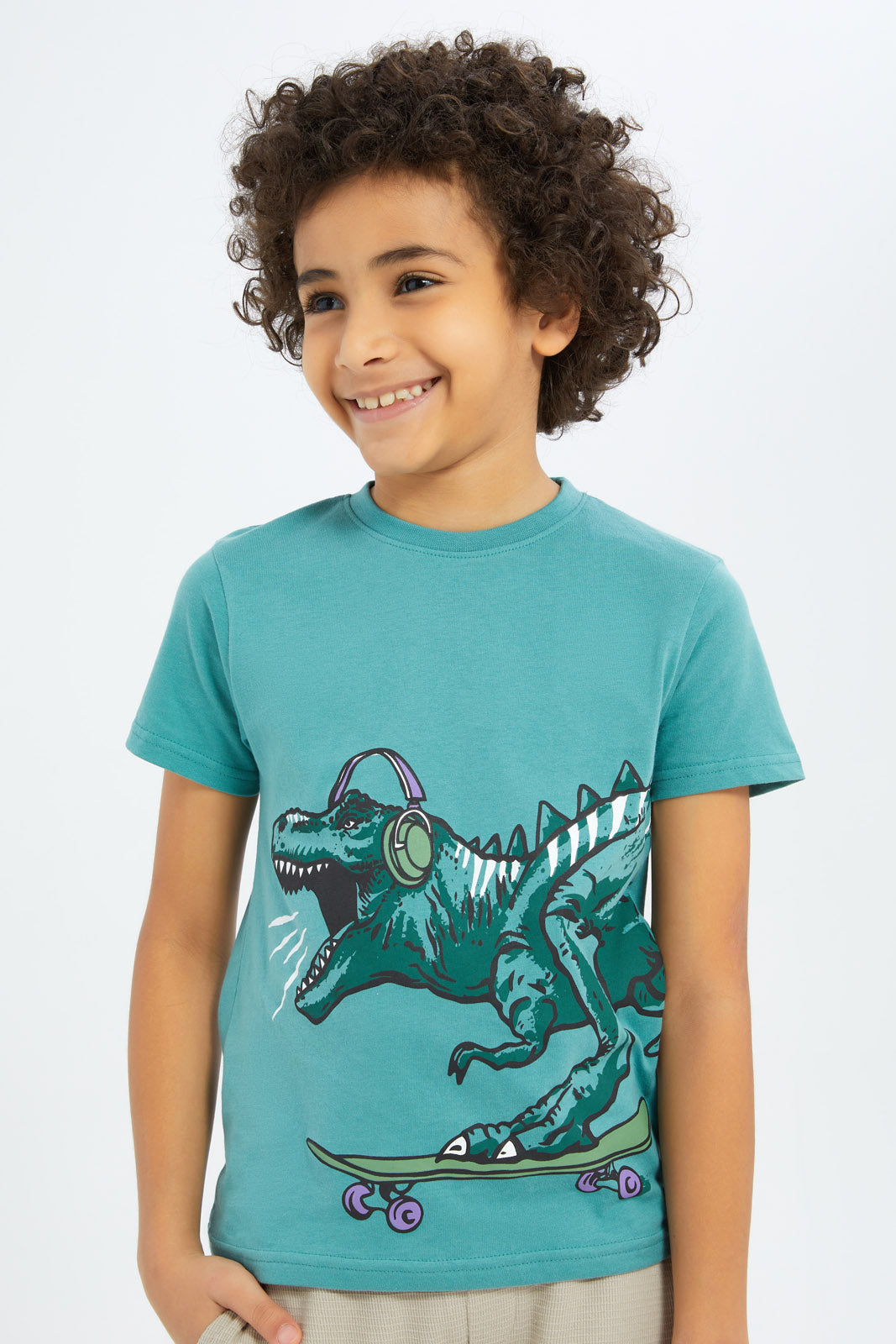 Redtag-Boys-Mint-Dino-Print-BOY-T-Shirts,-Category:T-Shirts,-CHA,-Colour:Mint,-Deals:New-In,-Dept:Boys,-Filter:Boys-(2-to-8-Yrs),-New-In-BOY-APL,-Non-Sale,-S23B,-Section:Boys-(0-to-14Yrs),-VLM-Boys-2 to 8 Years
