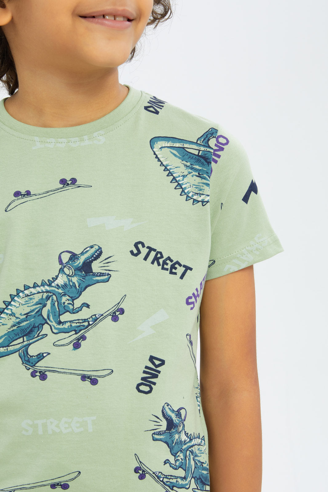 Redtag-Boys-Mint-Dino-Print-BOY-T-Shirts,-Category:T-Shirts,-CHA,-Colour:Mint,-Deals:New-In,-Dept:Boys,-Filter:Boys-(2-to-8-Yrs),-New-In-BOY-APL,-Non-Sale,-S23B,-Section:Boys-(0-to-14Yrs),-VLM-Boys-2 to 8 Years