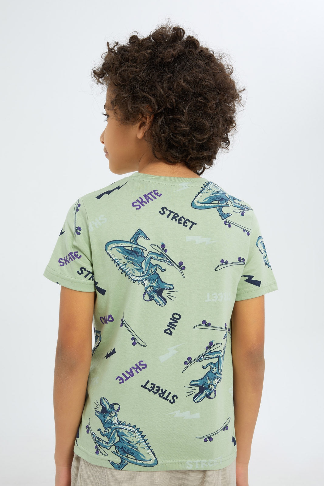 Redtag-Boys-Mint-Dino-Print-BOY-T-Shirts,-Category:T-Shirts,-CHA,-Colour:Mint,-Deals:New-In,-Dept:Boys,-Filter:Boys-(2-to-8-Yrs),-New-In-BOY-APL,-Non-Sale,-S23B,-Section:Boys-(0-to-14Yrs),-VLM-Boys-2 to 8 Years
