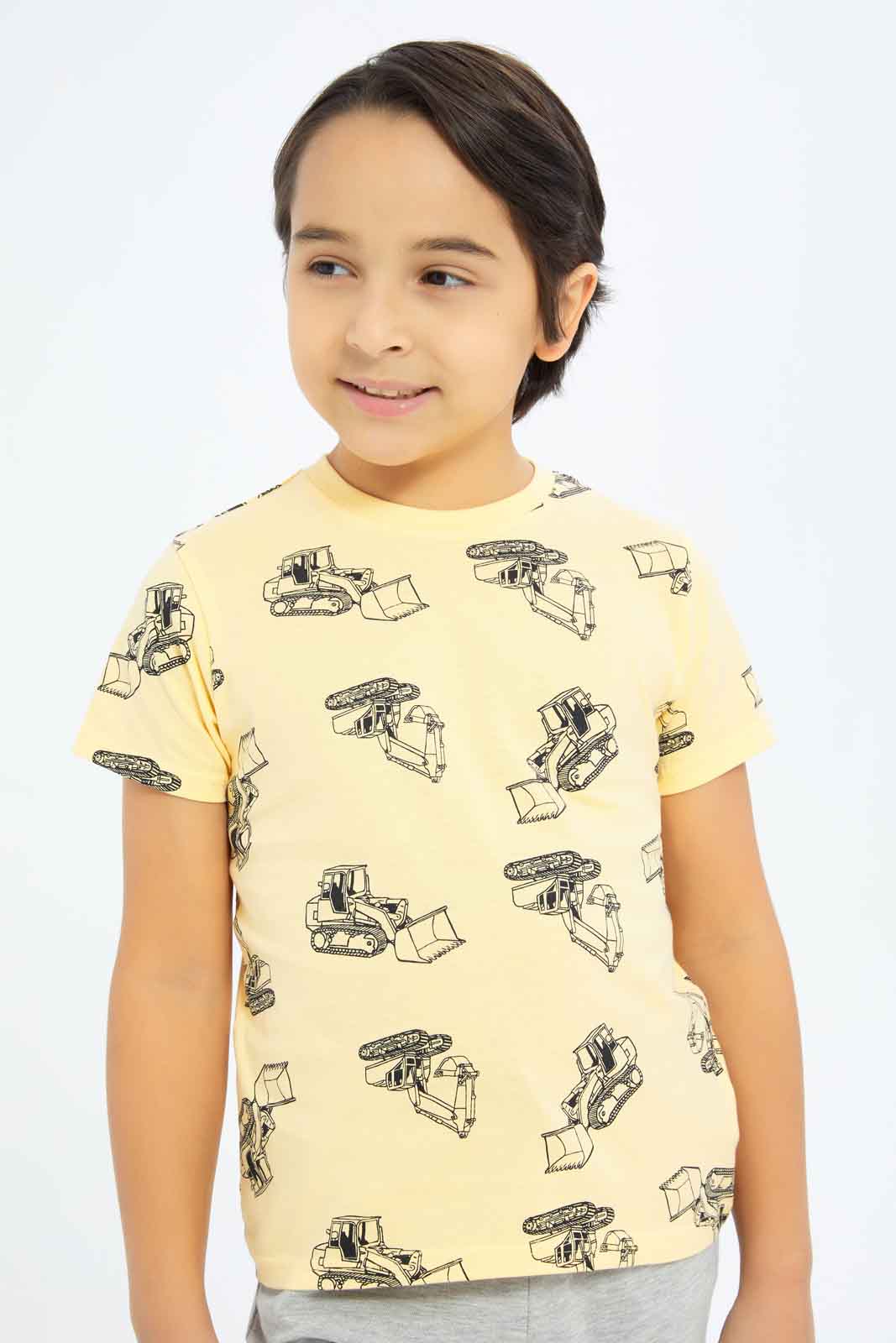 Redtag-Boys-Yellow-Bulldozer-BOY-T-Shirts,-Category:T-Shirts,-CHA,-Colour:Yellow,-Deals:New-In,-Dept:Boys,-Filter:Boys-(2-to-8-Yrs),-New-In-BOY-APL,-Non-Sale,-S23B,-Section:Boys-(0-to-14Yrs),-VLM-Boys-2 to 8 Years