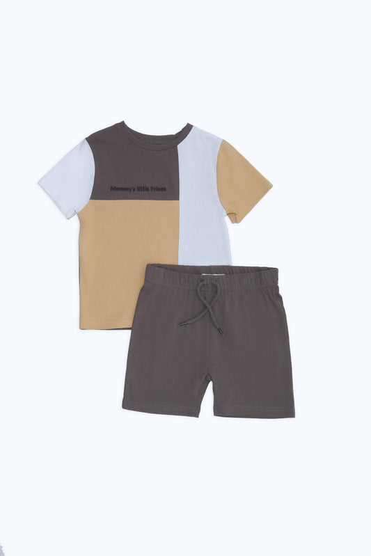 Redtag-Boys-Srone-And-Charcoal-Mommys-Best-Friend-Terry-Cs-Set-Shorts-Category:Sets,-Colour:Charcoal,-Deals:New-In,-Dept:Boys,-Filter:Infant-Boys-(3-to-24-Mths),-H1:KWR,-H2:INB,-H3:SET,-H4:CAE,-INB-Sets,-New-In-INB-APL,-Non-Sale,-Packs,-S23B,-Season:S23B,-Section:Boys-(0-to-14Yrs),-Set:Set-of-2-Infant-Boys-3 to 24 Months