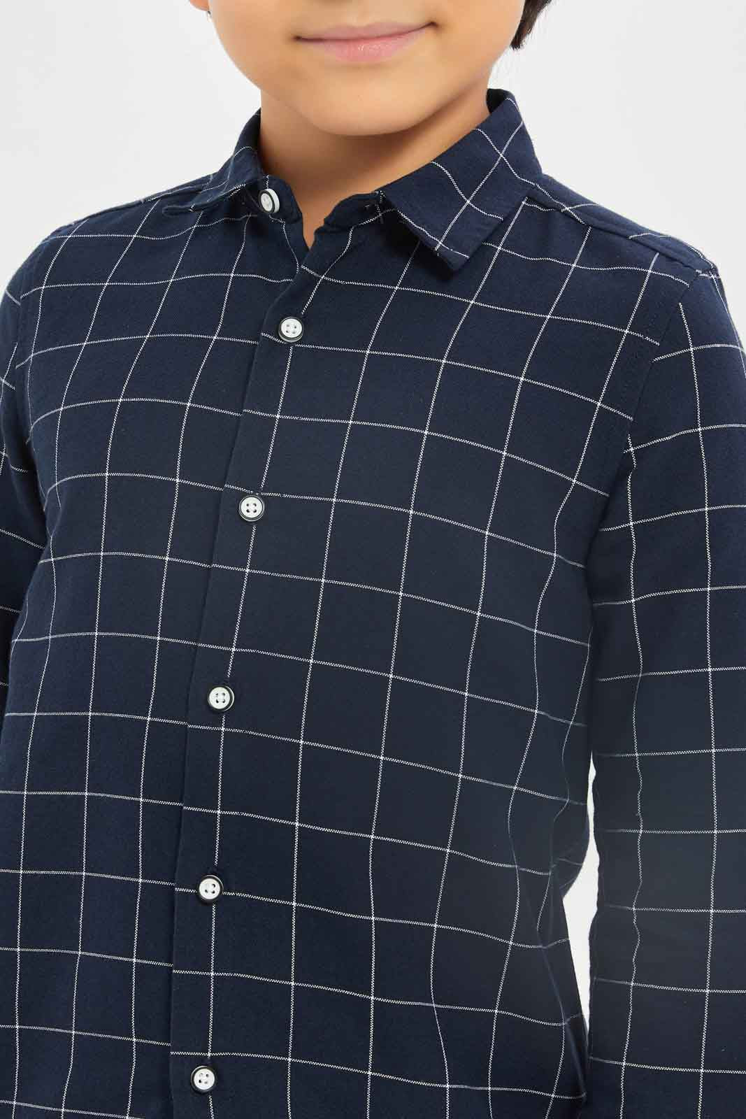 Redtag-Boys-Navy-Short-Sleeve-Over-Size-Check-Shirt-BOY-Shirts,-Category:Shirts,-Colour:Navy,-Deals:New-In,-Dept:Boys,-Filter:Boys-(2-to-8-Yrs),-New-In-BOY-APL,-Non-Sale,-S23C,-Section:Boys-(0-to-14Yrs)-Boys-2 to 8 Years