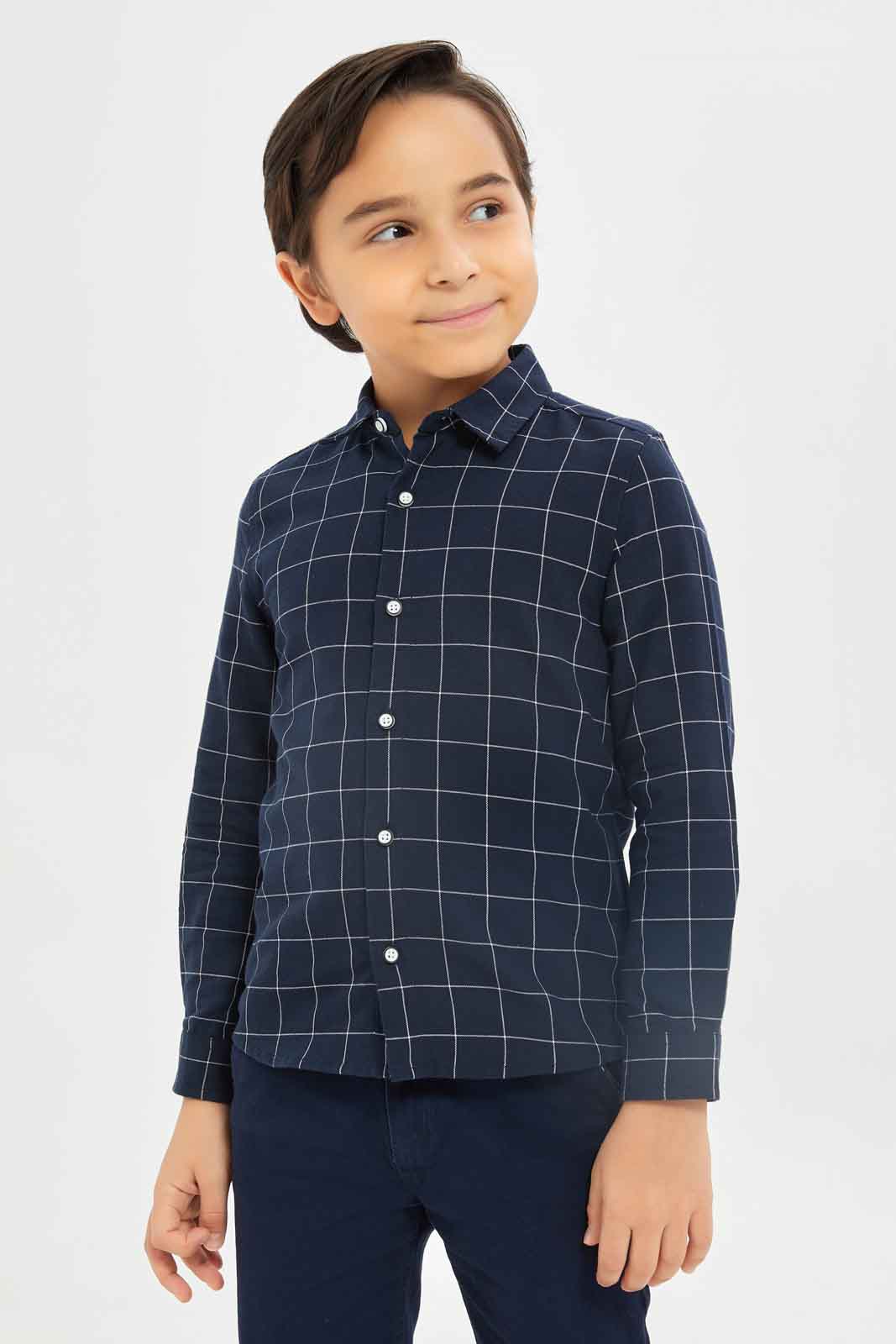 Redtag-Boys-Navy-Short-Sleeve-Over-Size-Check-Shirt-BOY-Shirts,-Category:Shirts,-Colour:Navy,-Deals:New-In,-Dept:Boys,-Filter:Boys-(2-to-8-Yrs),-New-In-BOY-APL,-Non-Sale,-S23C,-Section:Boys-(0-to-14Yrs)-Boys-2 to 8 Years