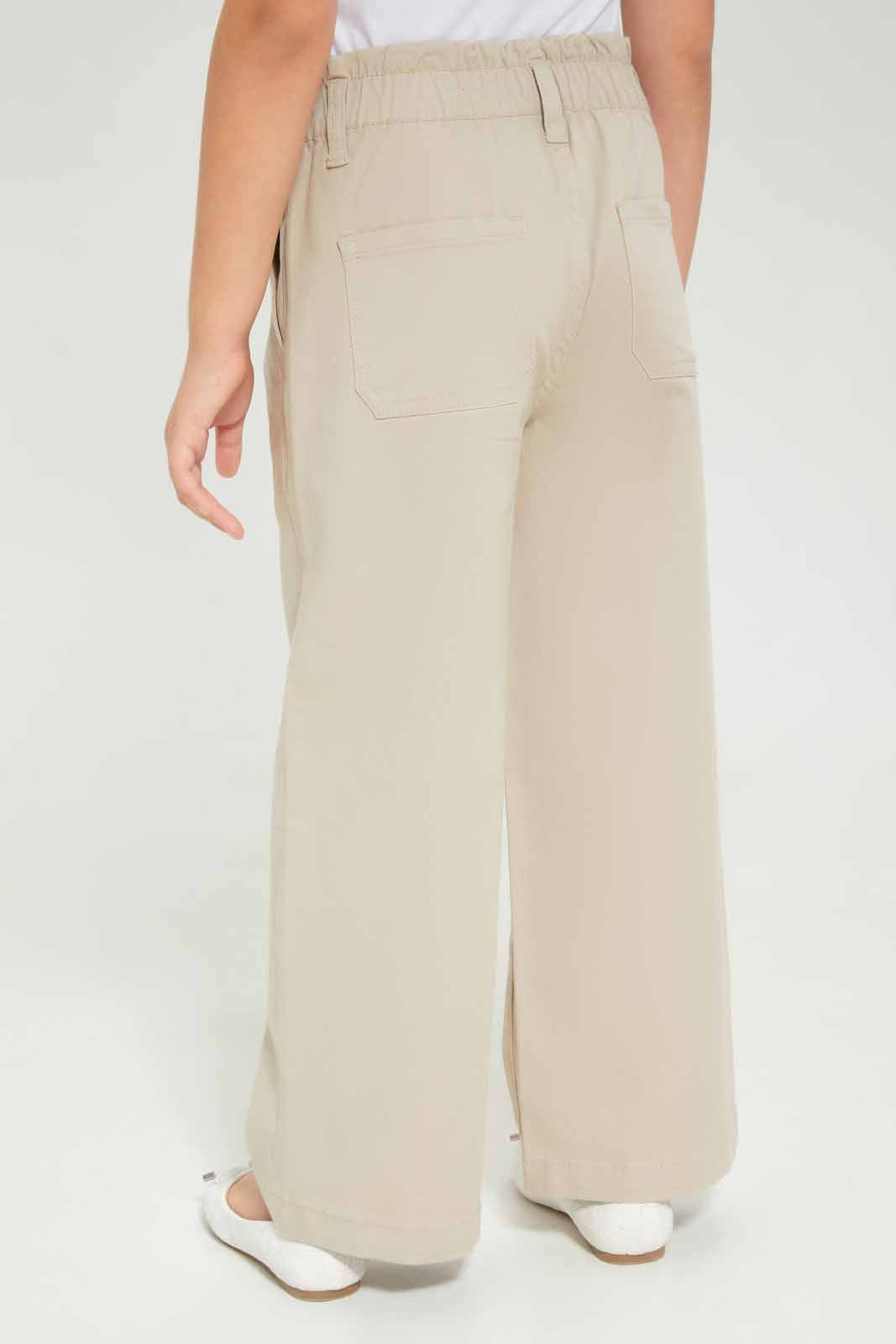 Redtag-Girls-Beige-Wide-Leg-Coloured-Jeans-Category:Jeans,-Colour:Beige,-Deals:New-In,-Dept:Girls,-Filter:Girls-(2-to-8-Yrs),-GIR-Jeans,-New-In-GIR-APL,-Non-Sale,-S23A,-Section:Girls-(0-to-14Yrs)-Girls-2 to 8 Years