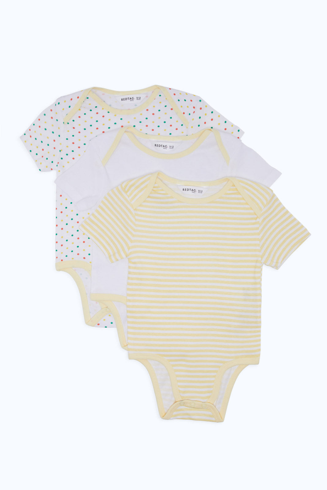 Redtag-White-Assorted-3-Piece---Unisex-Bodysuit-Category:Bodysuits,-Colour:Beige,-Deals:New-In,-Dept:New-Born,-Filter:Baby-(0-to-12-Mths),-H1:KWR,-H2:NBF,-H3:RMS,-H4:BSS,-NBF-Bodysuits,-New-In-NBF-APL,-Non-Sale,-S23C,-Season:S23C,-Section:Boys-(0-to-14Yrs)-Baby-0 to 12 Months