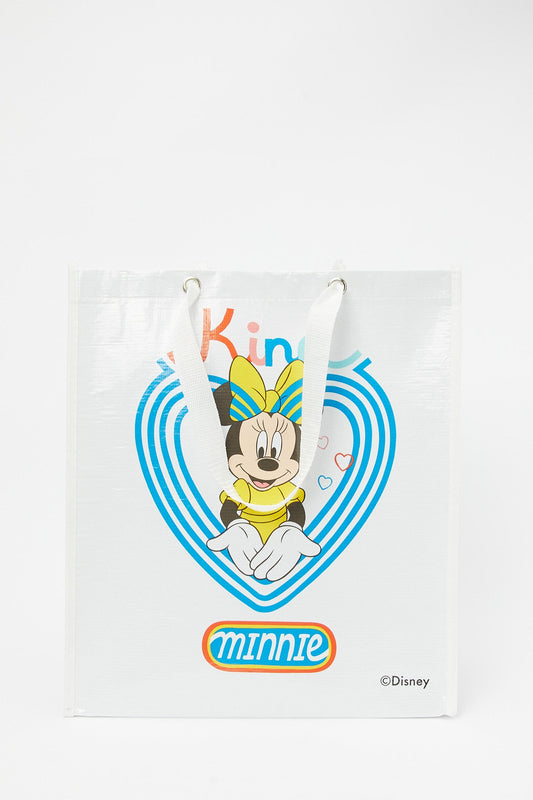 Redtag-White/Blue-Minnie-Polypropylene-Woven-Shopping-Bag-Category:Bags,-CHA,-Colour:White,-Filter:Travel-Accessories,-LUG-Bags,-New-In,-New-In-LUG-ACC,-Non-Sale,-S23B,-Section:Homewares-Travel-Accessories-