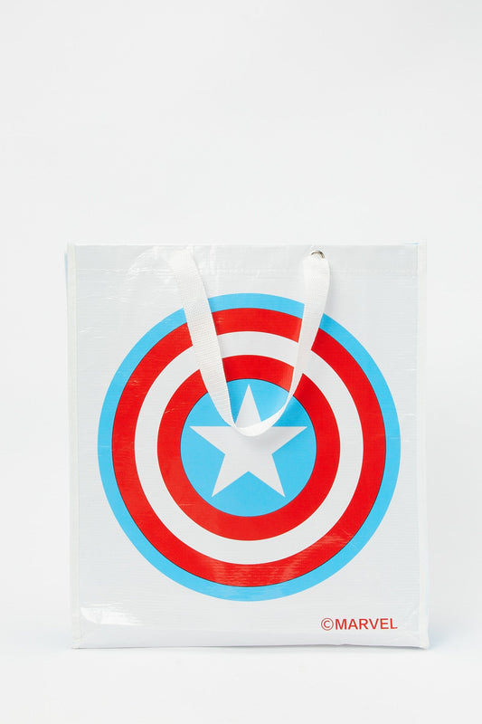 Redtag-White/Red-Avangers-Polypropylene-Woven-Shopping-Bag-Category:Bags,-CHA,-Colour:White,-Filter:Travel-Accessories,-LUG-Bags,-New-In,-New-In-LUG-ACC,-Non-Sale,-S23B,-Section:Homewares-Travel-Accessories-