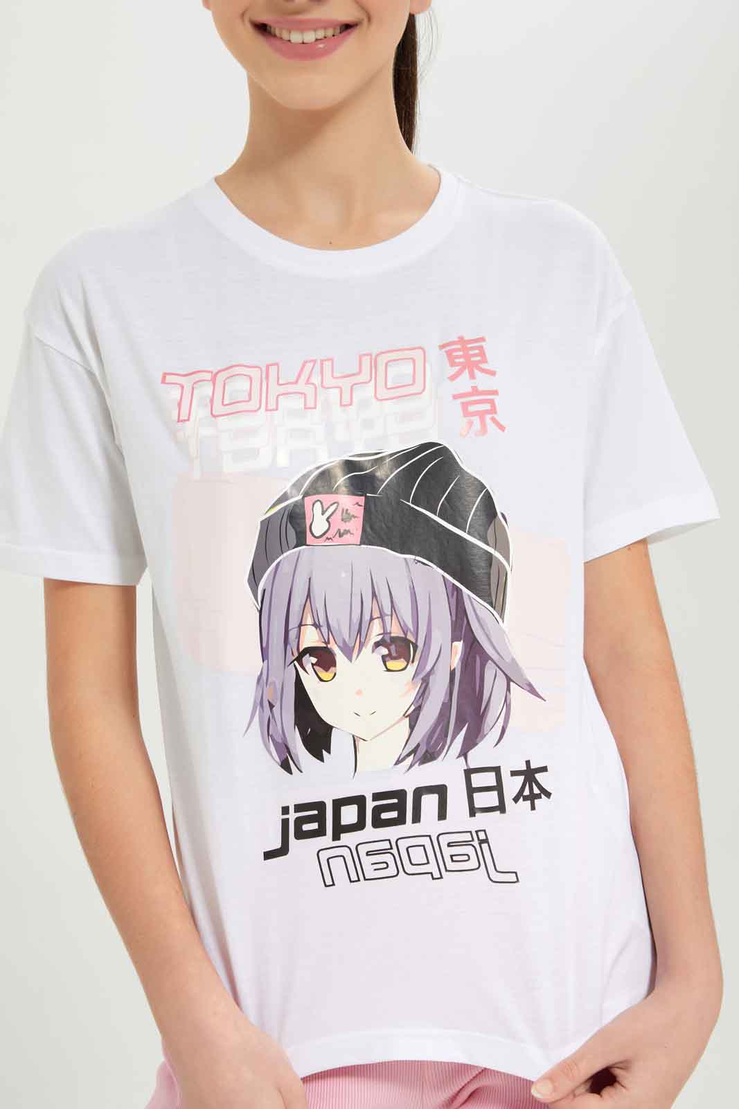 Redtag-Girls-White-Girly-Print-T-Shirt-Category:T-Shirts,-Colour:White,-Deals:New-In,-Filter:Senior-Girls-(8-to-14-Yrs),-GSR-T-Shirts,-New-In-GSR-APL,-Non-Sale,-S23B,-Section:Girls-(0-to-14Yrs),-TBL-Senior-Girls-9 to 14 Years