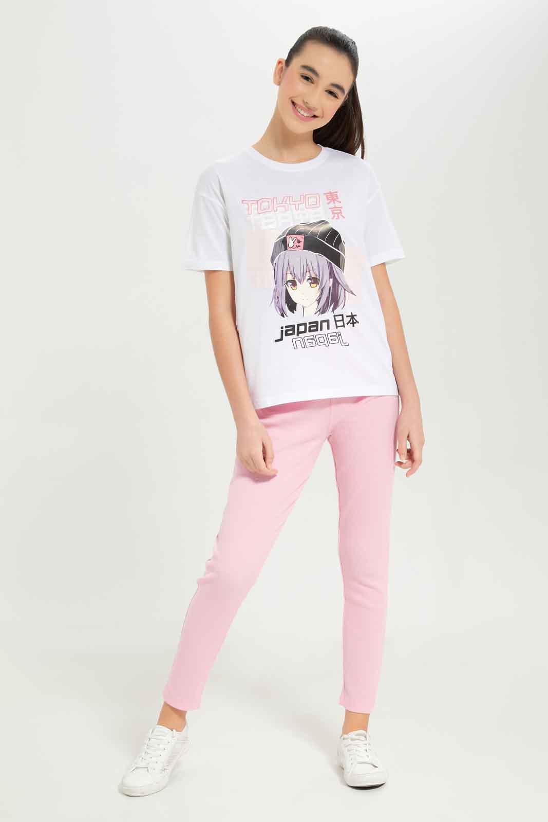 Redtag-Girls-White-Girly-Print-T-Shirt-Category:T-Shirts,-Colour:White,-Deals:New-In,-Filter:Senior-Girls-(8-to-14-Yrs),-GSR-T-Shirts,-New-In-GSR-APL,-Non-Sale,-S23B,-Section:Girls-(0-to-14Yrs),-TBL-Senior-Girls-9 to 14 Years